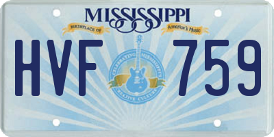 MS license plate HVF759