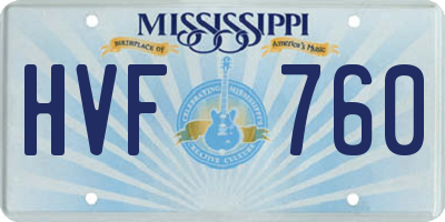 MS license plate HVF760