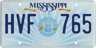 MS license plate HVF765
