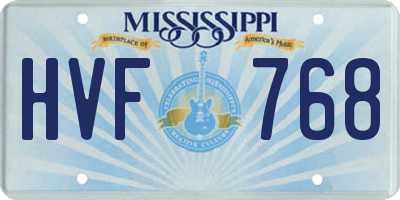 MS license plate HVF768