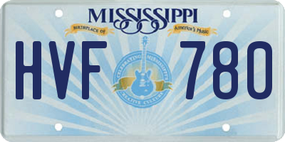 MS license plate HVF780