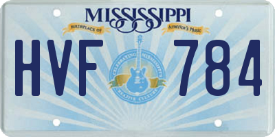 MS license plate HVF784