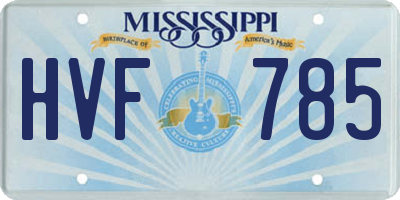 MS license plate HVF785