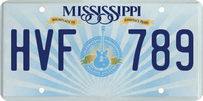 MS license plate HVF789