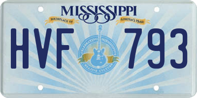 MS license plate HVF793