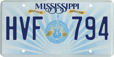 MS license plate HVF794
