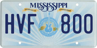 MS license plate HVF800
