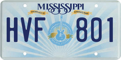 MS license plate HVF801