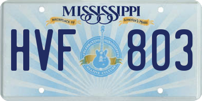 MS license plate HVF803