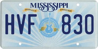 MS license plate HVF830