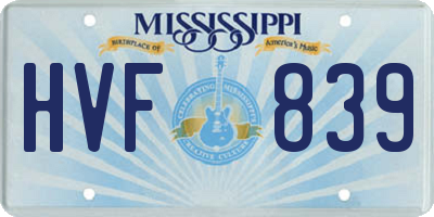 MS license plate HVF839