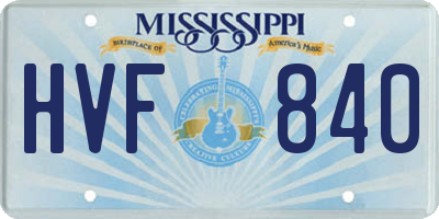 MS license plate HVF840
