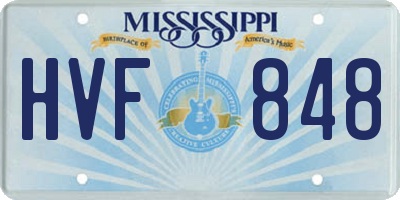 MS license plate HVF848