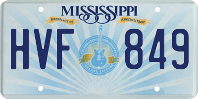 MS license plate HVF849