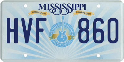 MS license plate HVF860