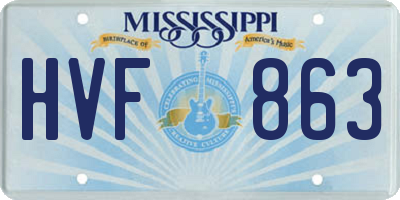MS license plate HVF863