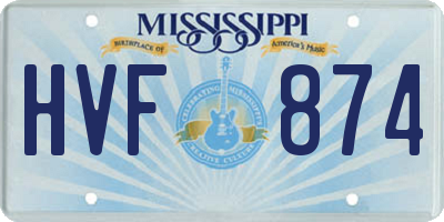 MS license plate HVF874