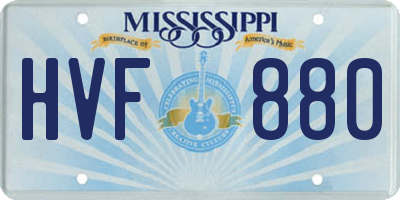 MS license plate HVF880