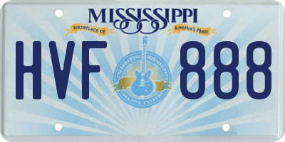 MS license plate HVF888