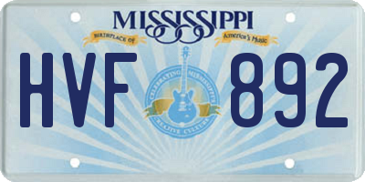 MS license plate HVF892