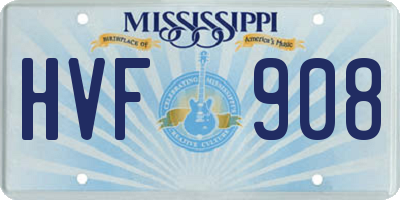 MS license plate HVF908