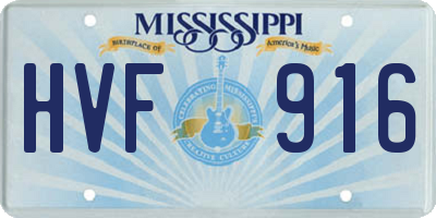 MS license plate HVF916