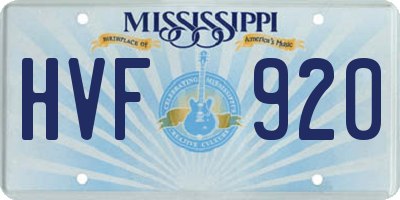 MS license plate HVF920