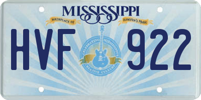 MS license plate HVF922