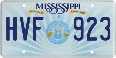 MS license plate HVF923