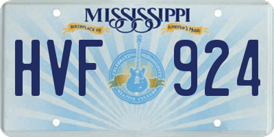 MS license plate HVF924