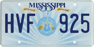 MS license plate HVF925