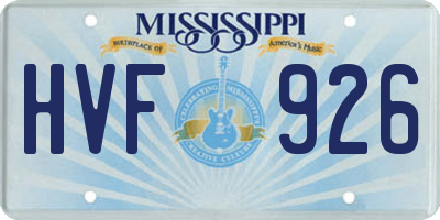 MS license plate HVF926