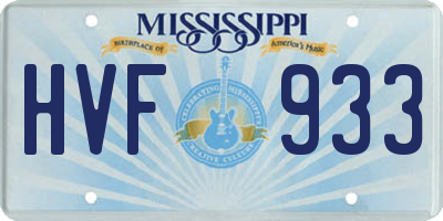 MS license plate HVF933