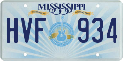 MS license plate HVF934