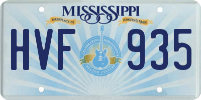 MS license plate HVF935