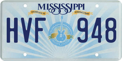 MS license plate HVF948