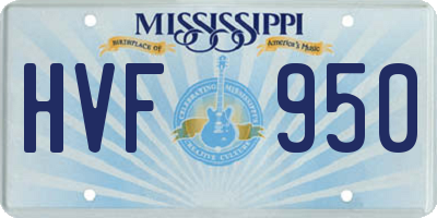 MS license plate HVF950