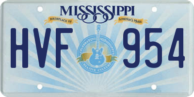 MS license plate HVF954