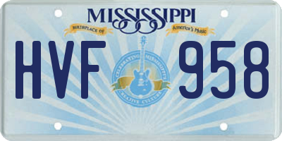 MS license plate HVF958