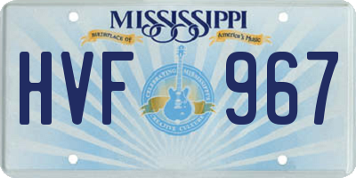 MS license plate HVF967