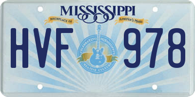 MS license plate HVF978