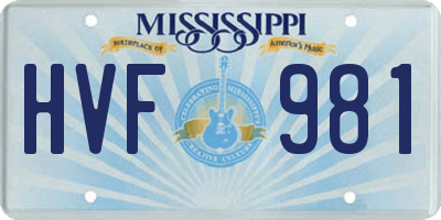 MS license plate HVF981
