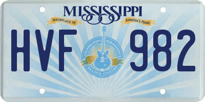 MS license plate HVF982