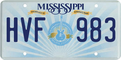 MS license plate HVF983