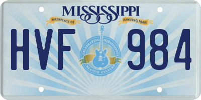 MS license plate HVF984