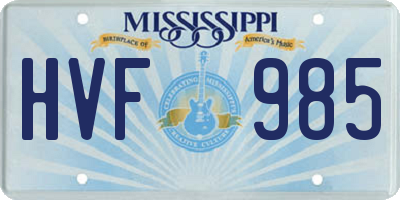 MS license plate HVF985