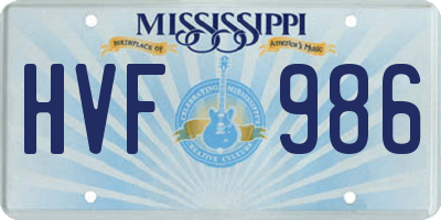 MS license plate HVF986