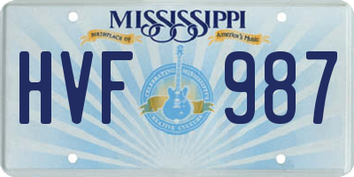 MS license plate HVF987