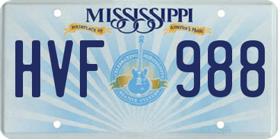 MS license plate HVF988
