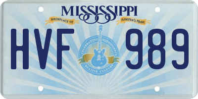 MS license plate HVF989